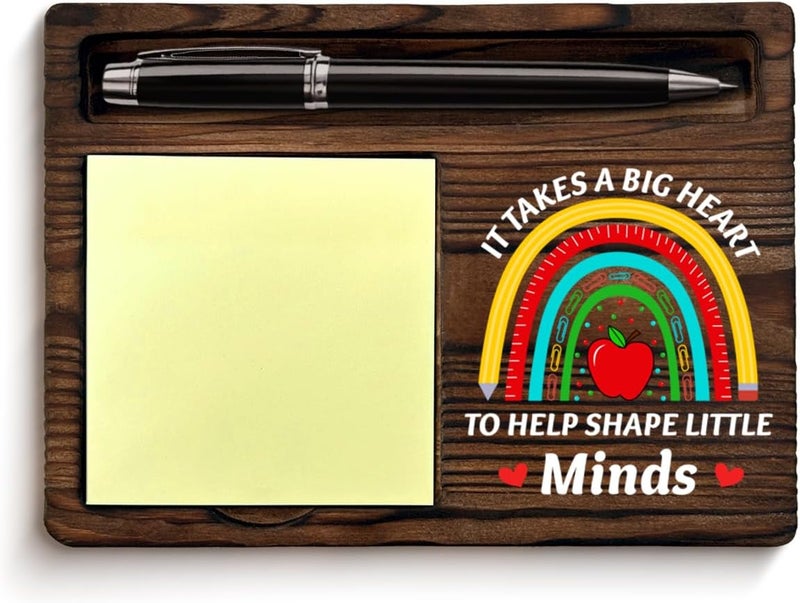 YGBF Thank You Teacher Gifts for Women Men, Teacher Appreciation Gifts for Birthday Retirement, It Takes a Big Heart to Shape Little Minds Sticky Note Holder Home Office Decor Keepsake - Image 1